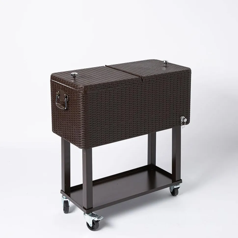 KSP Patio '80 Qt' Cooler Chest with Wheels (Brown)