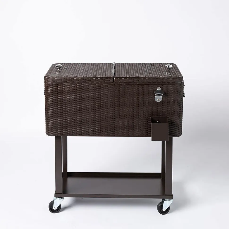 KSP Patio '80 Qt' Cooler Chest with Wheels (Brown)