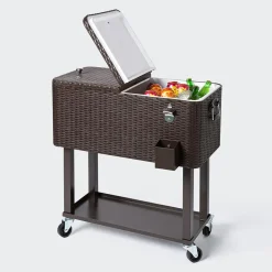 KSP Patio '80 Qt' Cooler Chest with Wheels (Brown)