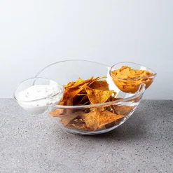 KSP Perch Chip and Dip Serving Bowl - Set of 3 (Clear)
