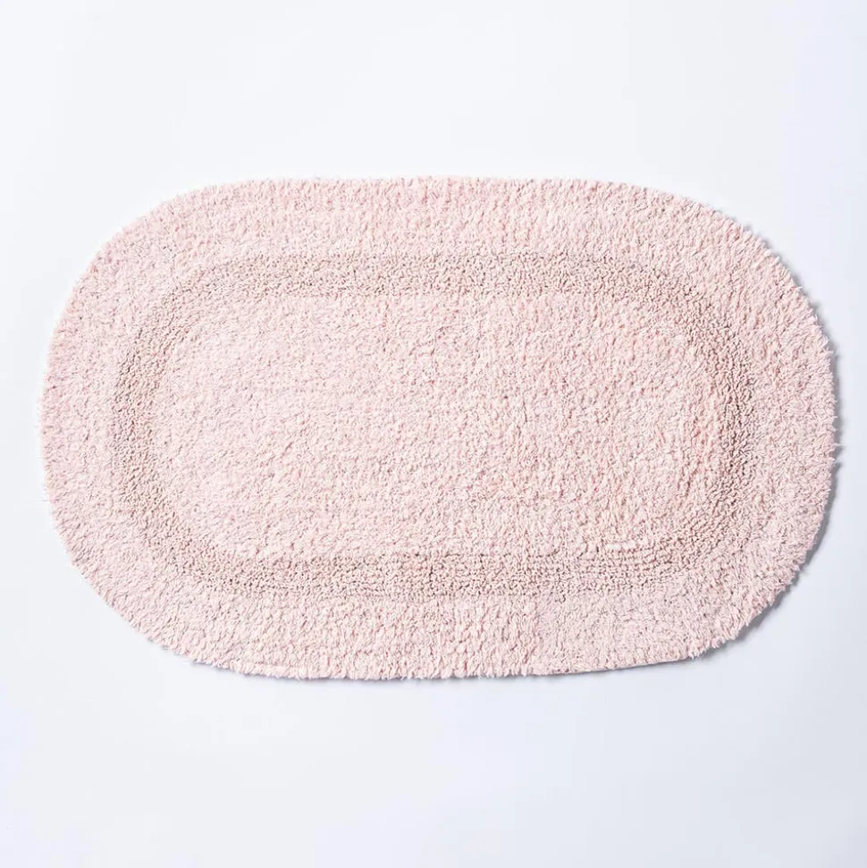 KSP Plush Oval Cotton Bathmat Reversible (Rose Quartz)
