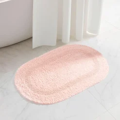 KSP Plush Oval Cotton Bathmat Reversible (Rose Quartz)