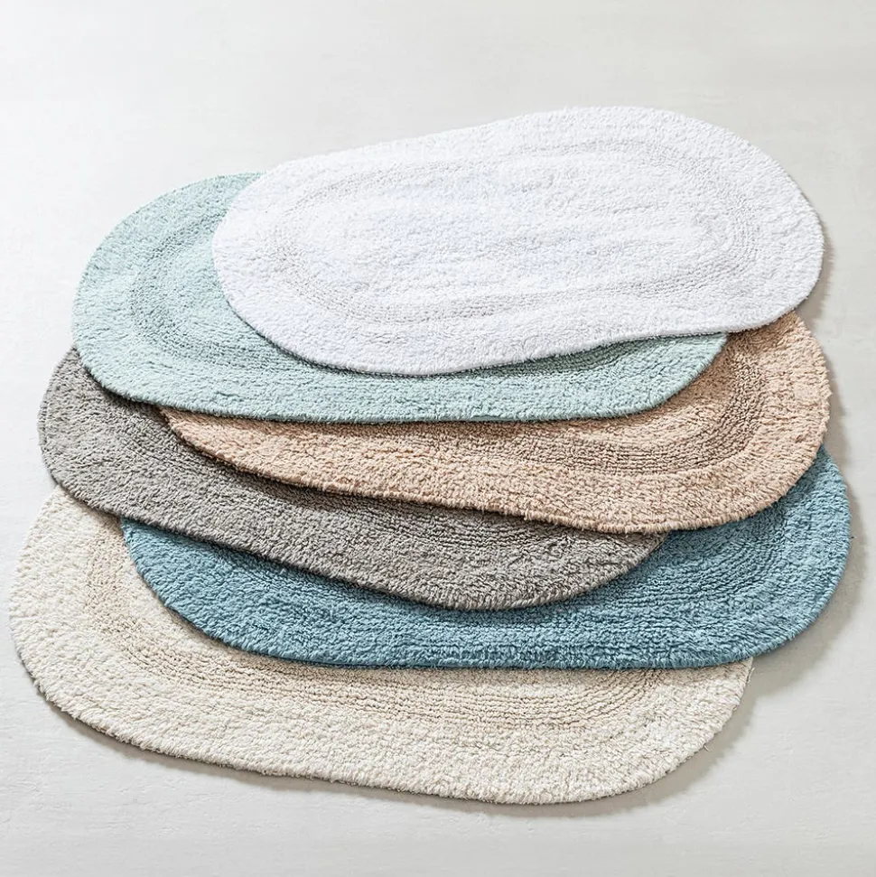 KSP Plush Oval Cotton Reversible Bathmat 18x28" (Aqua)
