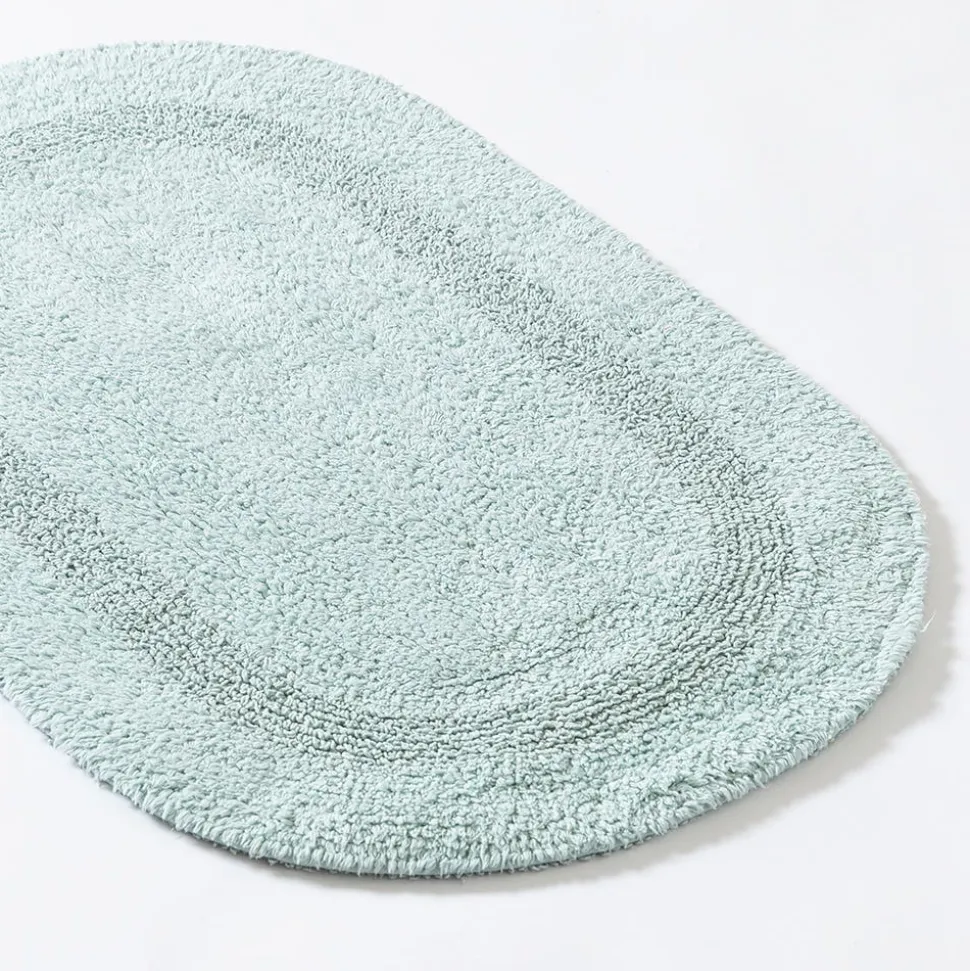 KSP Plush Oval Cotton Reversible Bathmat 18x28" (Aqua)
