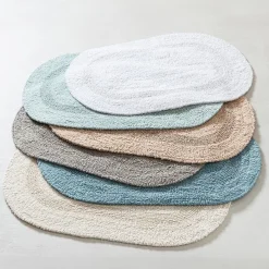 KSP Plush Oval Cotton Reversible Bathmat (Light Blue)