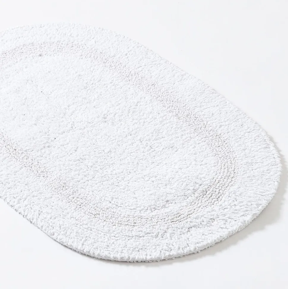 KSP Plush Oval Cotton Reversible Bathmat 18x28" (White)