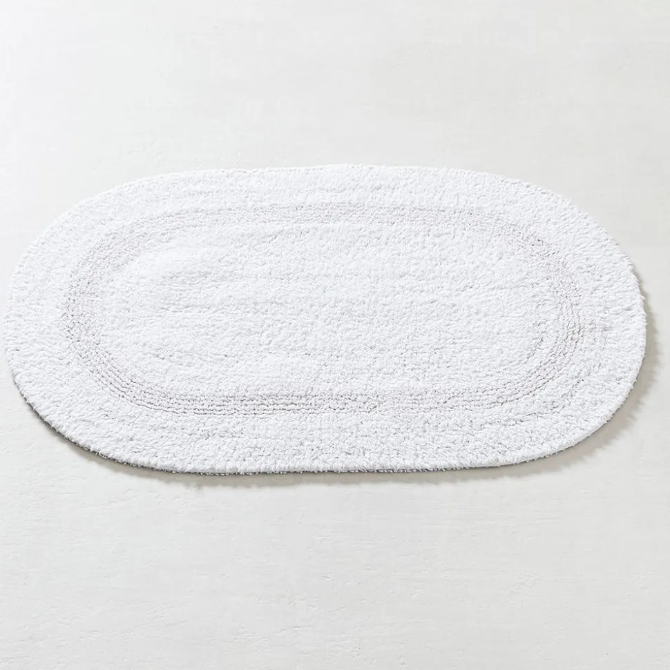 KSP Plush Oval Cotton Reversible Bathmat 18x28" (White)