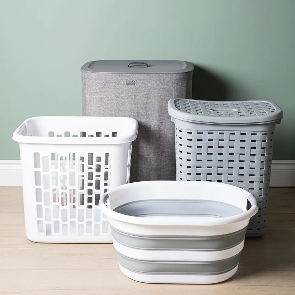 KSP Pop N Fold Space Saving Laundry Basket (White/Grey)