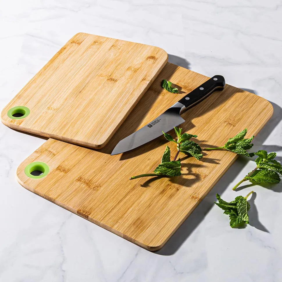 KSP Prep Bamboo Cutting Board - Set of 2 (Natural/Green)