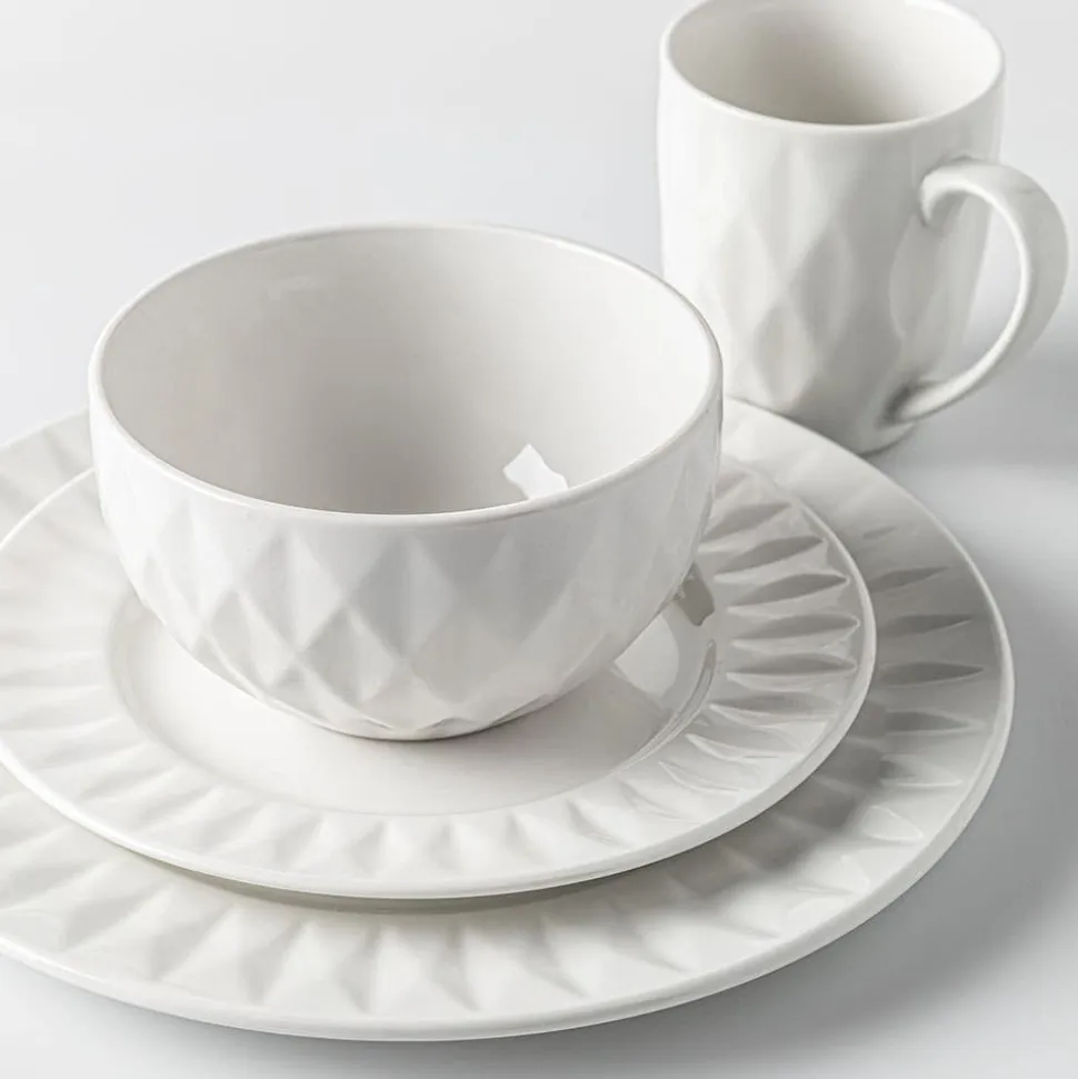 KSP Prism Porcelain Dinnerware - Set of 16 (White)