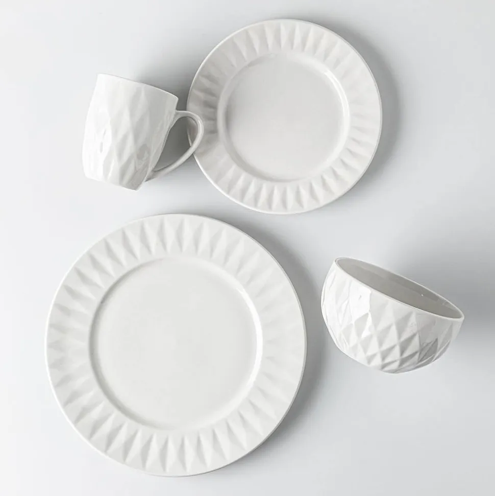 KSP Prism Porcelain Dinnerware - Set of 16 (White)