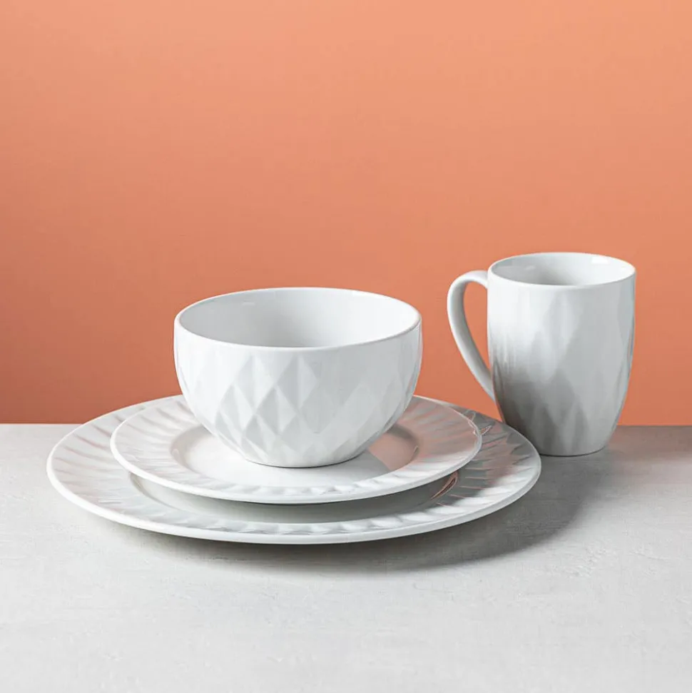 KSP Prism Porcelain Dinnerware - Set of 16 (White)