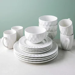 KSP Prism Porcelain Dinnerware - Set of 16 (White)