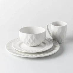 KSP Prism Porcelain Dinnerware - Set of 16 (White)