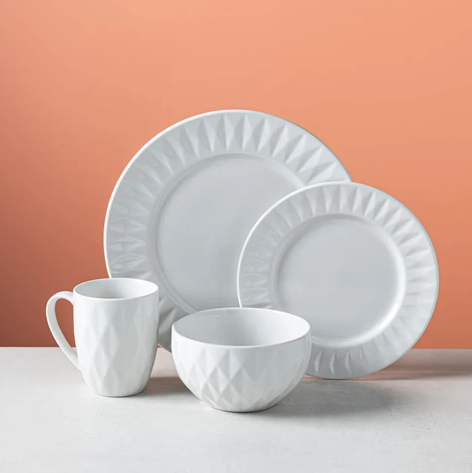 KSP Prism Porcelain Dinnerware - Set of 16 (White)