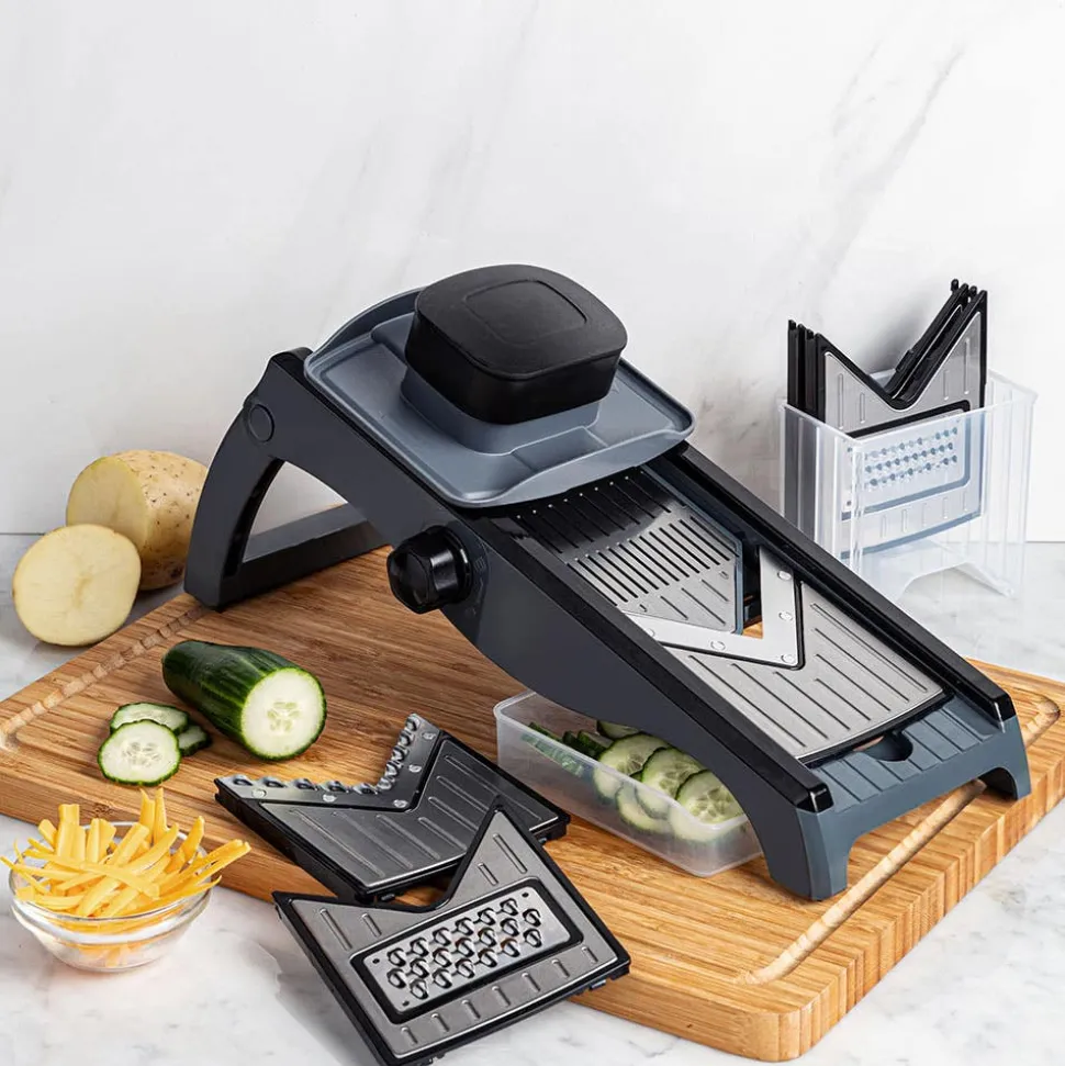 KSP Pro Slice 'V Shaped' Mandoline Slicer - Set of 6 (St/St - Black)