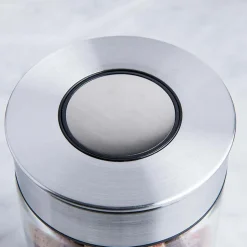 KSP Push Lock 1L 'Round' Glass and Steel Canister