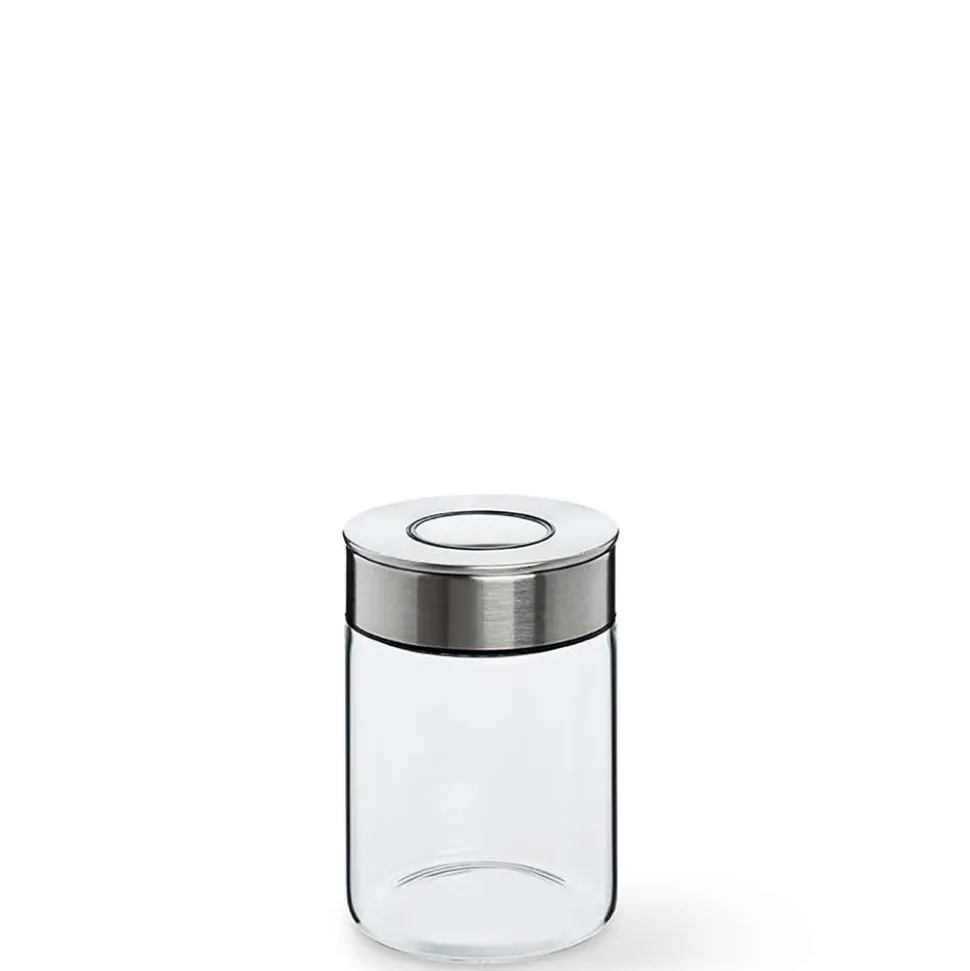KSP Push Lock 700ml 'Round' Glass and Steel Canister