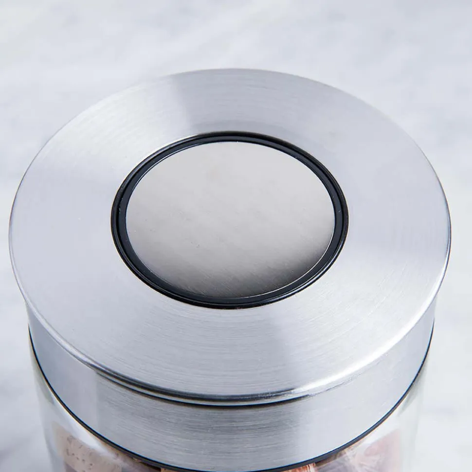 KSP Push Lock 700ml 'Round' Glass and Steel Canister
