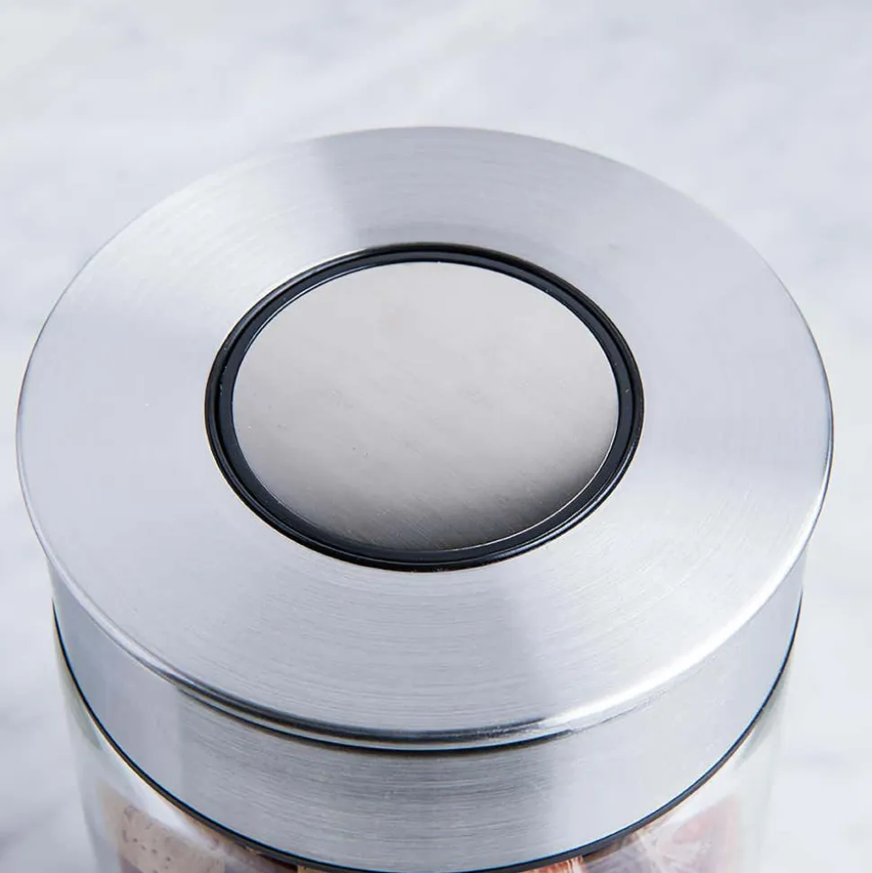 KSP Push Lock 400ml 'Round' Glass and Steel Canister