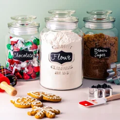 KSP Quality Chalkboard Glass Canister with Lid - Set of 3