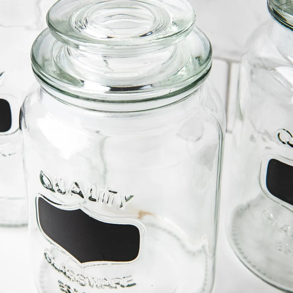 KSP Quality Chalkboard Glass Canister with Lid - Set of 3