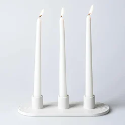 KSP Radiant '3-Lite' Ceramic Taper Candle Holder (White)