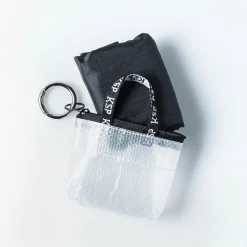 KSP Reusable 'Keychain' Shopping Bag with Travel Pouch (Black/White)