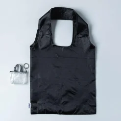 KSP Reusable 'Keychain' Shopping Bag with Travel Pouch (Black/White)
