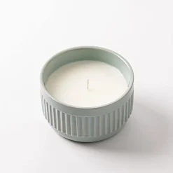 KSP Ribbed Citronella Candle Ceramic Pot 13.5 Dia. x 8cm H (Blue)