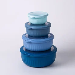 KSP Ribbo 'Round' Food Prep Containers with Lids - Set of 8 (Blue)
