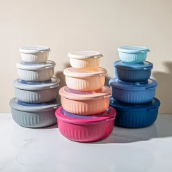 KSP Ribbo 'Round' Food Prep Containers with Lids - Set of 8 (Blue)
