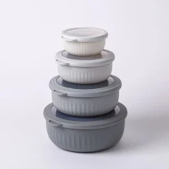 KSP Ribbo 'Round' Food Prep Containers with Lids - Set of 8 (Grey)