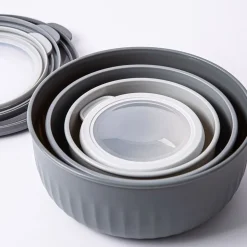 KSP Ribbo 'Round' Food Prep Containers with Lids - Set of 8 (Grey)