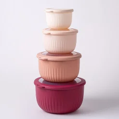 KSP Ribbo 'Round Tall' Food Prep Containers w/lid - Set of 8 (Pink)