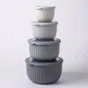 KSP Ribbo 'Round Tall' Food Prep Containers w/Lids - Set of 8 (Grey)