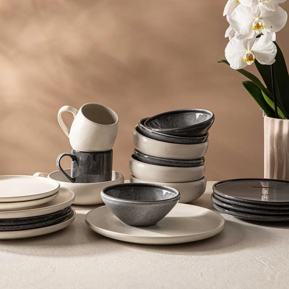 KSP Rök Reactive Stoneware Dinnerware - Set of 16 (Grey)