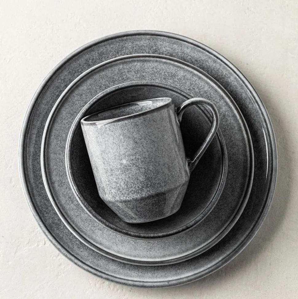 KSP Rök Reactive Stoneware Dinnerware - Set of 16 (Grey)