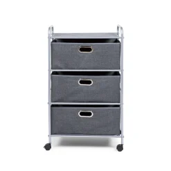 KSP Rollstor '3-Drawer' Fabric Storage Cart (Dark Grey) 55x35.5x89 cm