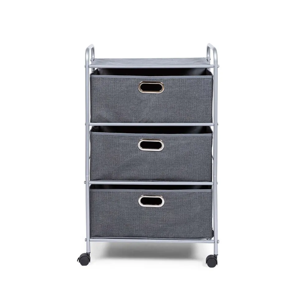 KSP Rollstor '3-Drawer' Fabric Storage Cart (Dark Grey) 55x35.5x89 cm