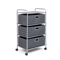 KSP Rollstor '3-Drawer' Fabric Storage Cart (Dark Grey) 55x35.5x89 cm