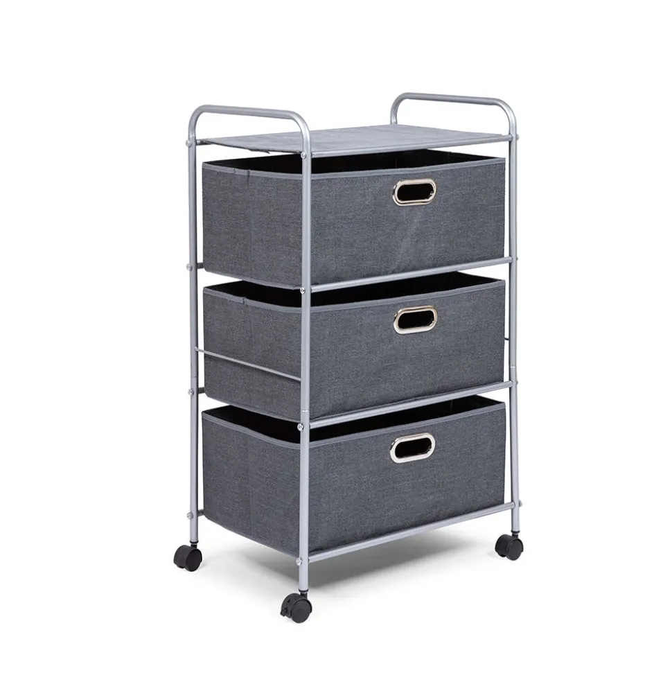 KSP Rollstor '3-Drawer' Fabric Storage Cart (Dark Grey) 55x35.5x89 cm