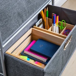 KSP Rollstor '3-Drawer' Fabric Storage Cart (Dark Grey) 55x35.5x89 cm