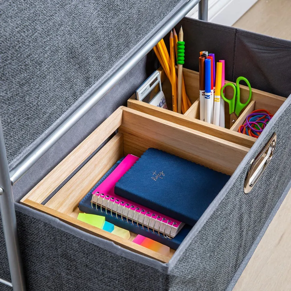 KSP Rollstor '3-Drawer' Fabric Storage Cart (Dark Grey) 55x35.5x89 cm