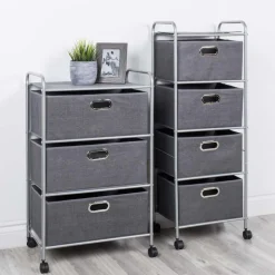 KSP Rollstor '3-Drawer' Fabric Storage Cart (Dark Grey) 55x35.5x89 cm
