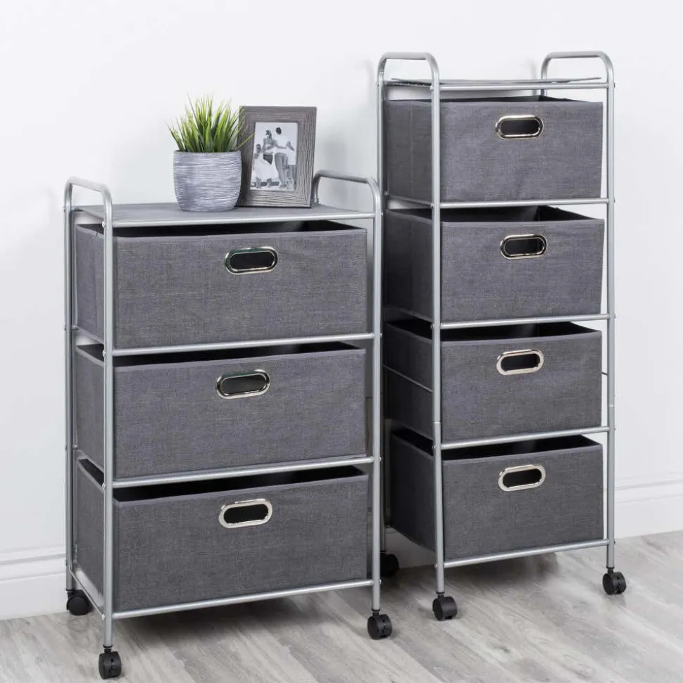 KSP Rollstor '3-Drawer' Fabric Storage Cart (Dark Grey) 55x35.5x89 cm