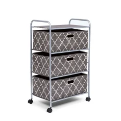 KSP Rollstor 3-Drawer Fabric Storage Cart (Grey) 55 x 35.5 x 89 cm
