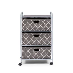 KSP Rollstor 3-Drawer Fabric Storage Cart (Grey) 55 x 35.5 x 89 cm