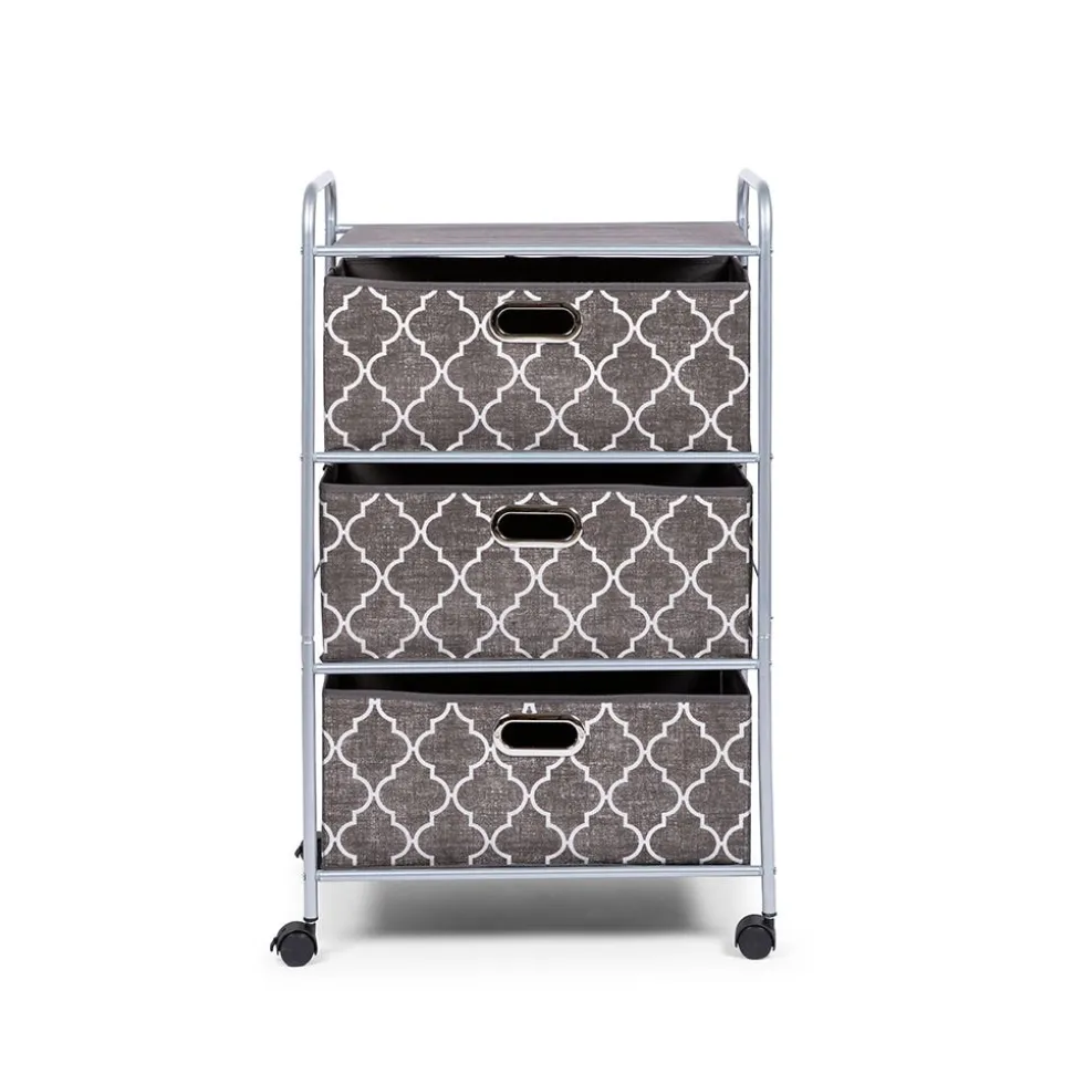 KSP Rollstor 3-Drawer Fabric Storage Cart (Grey) 55 x 35.5 x 89 cm