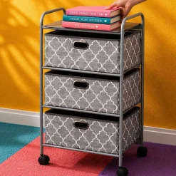 KSP Rollstor 3-Drawer Fabric Storage Cart (Grey) 55 x 35.5 x 89 cm